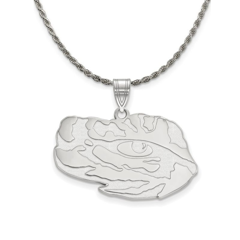 Sterling Silver Louisiana State Lg Logo Pendant Necklace - 22 In